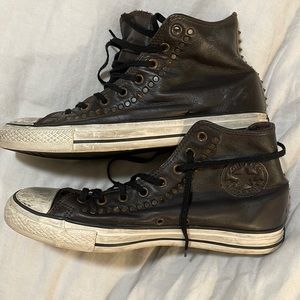 Mens CONVERSE Brown Black Leather Studded Sneaker size 10.5